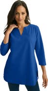 Jessica London Stretch Cotton Notch Neck Tunic