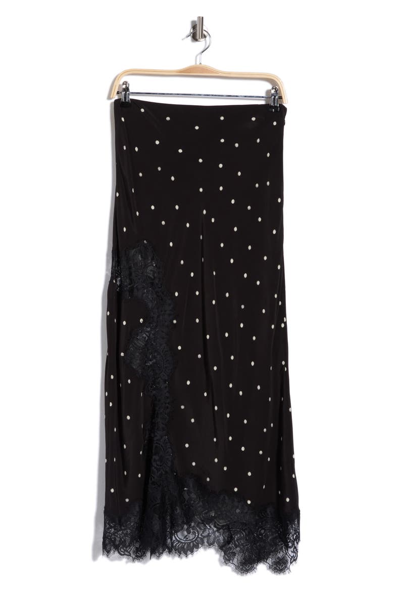 Olivia Lace Trim Midi Skirt, Main, color, BLACK/ CREAM