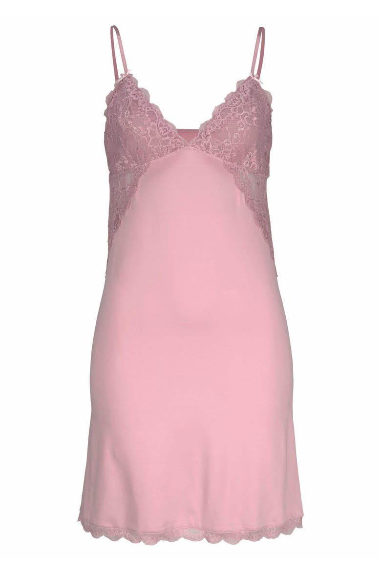 Lace V-Neck Nightgown, Alternate, color, Rose