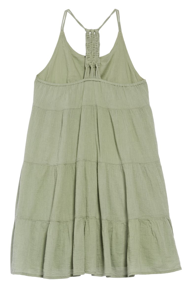 Macrame Tiered Dress, Alternate, color, GREEN HEDGE