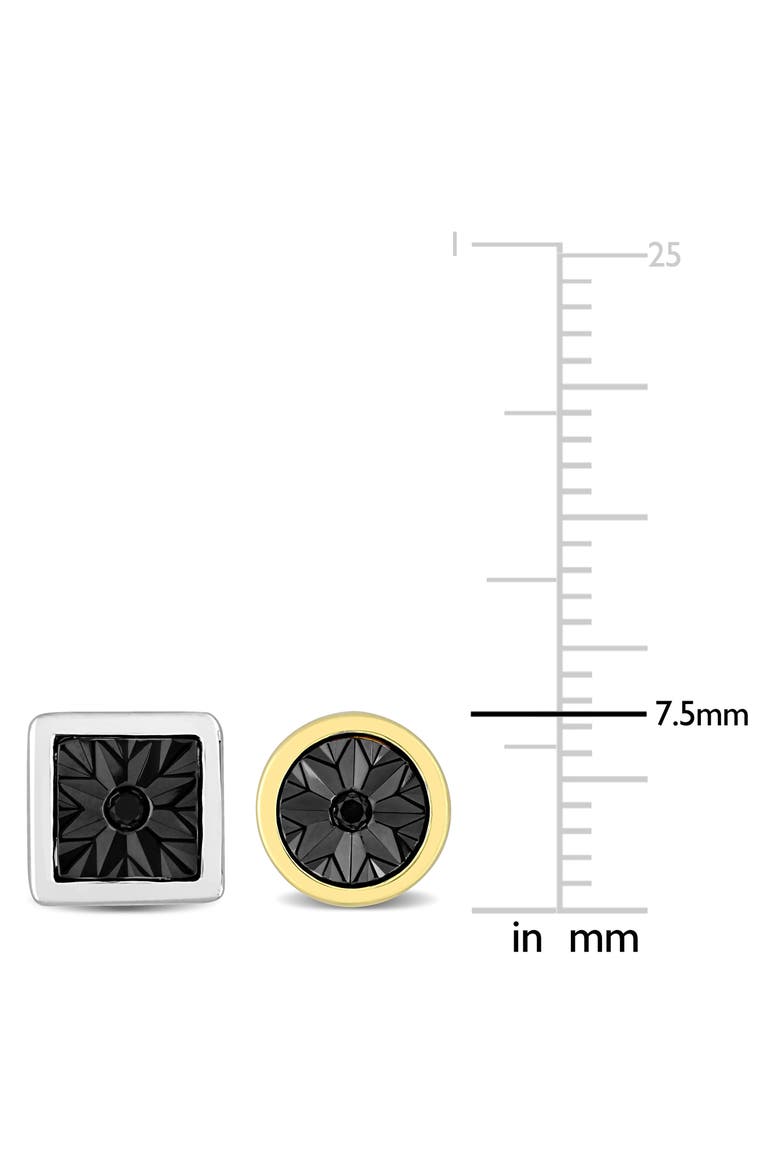 Men's Set of 2 Black Diamond Square & Round Stud Earrings, Alternate, color, BLACK