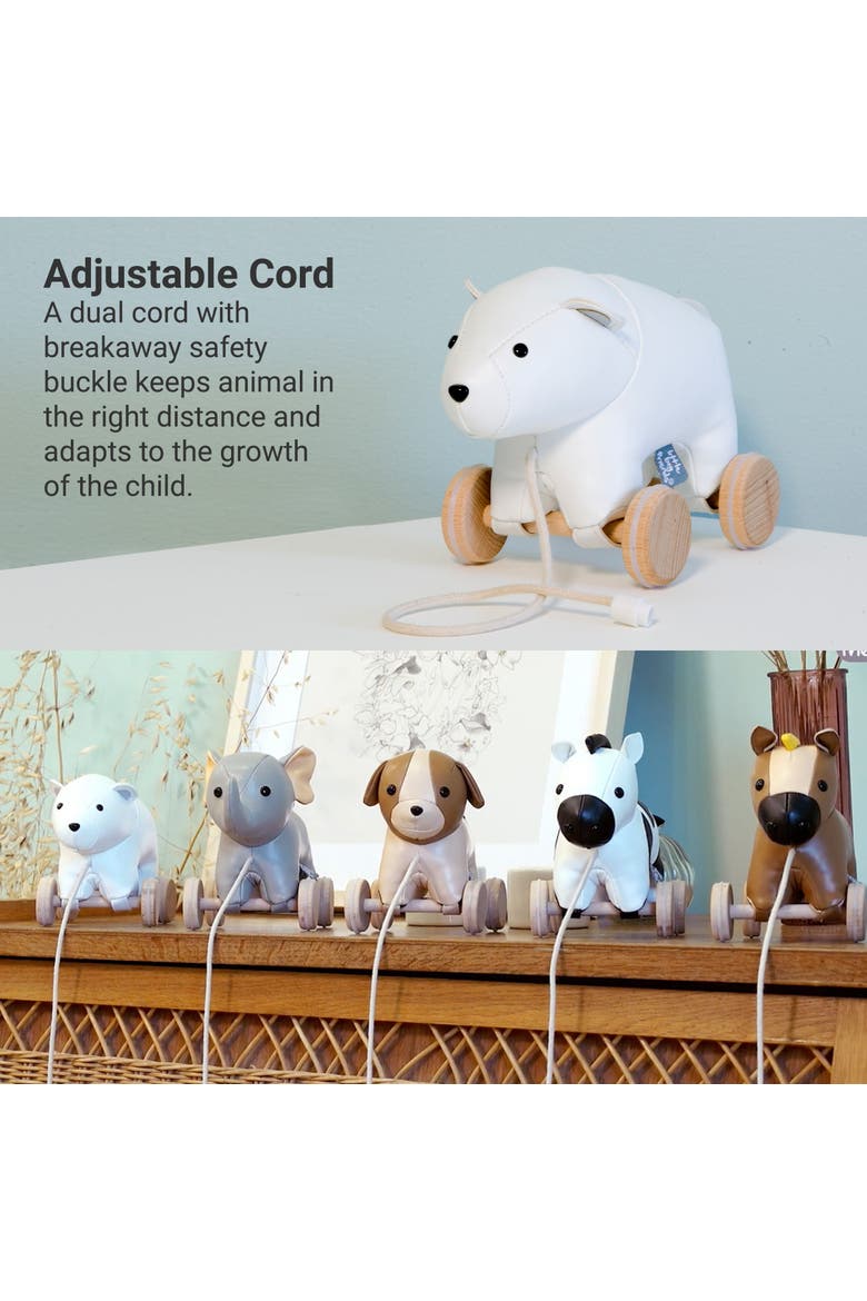 Polar Bear Pull Along Friends - Plush Toy with Wooden Wheels, Alternate, color, White