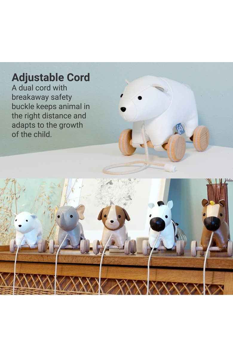Little Big Friends Polar Bear Pull Along Friends - Plush Toy with Wooden Wheels, Alternate, color, White