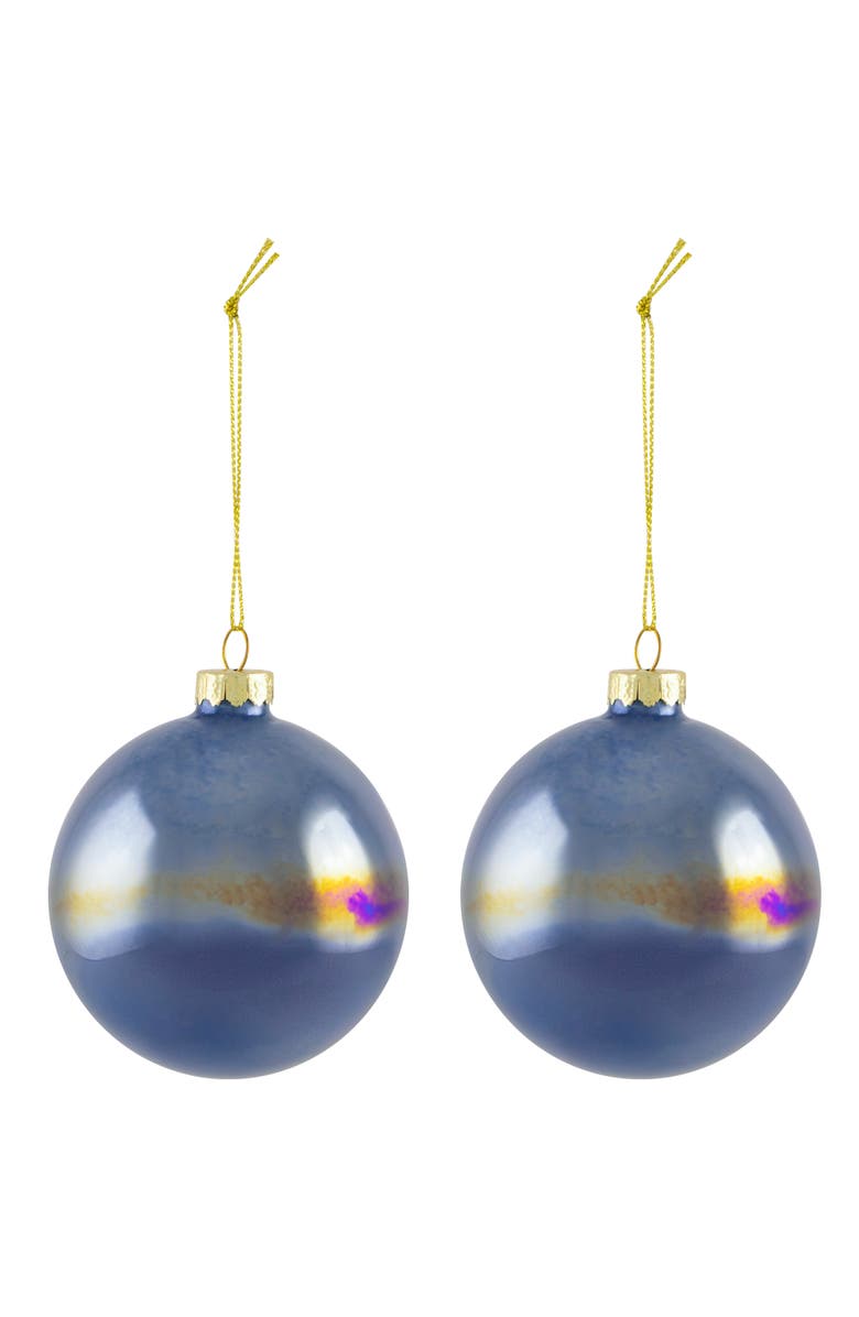 Northlight Shiny Glass Ball Christmas Ornaments - 3" (80mm) - Blue, Green and Teal  - 6ct, Alternate, color, Multi
