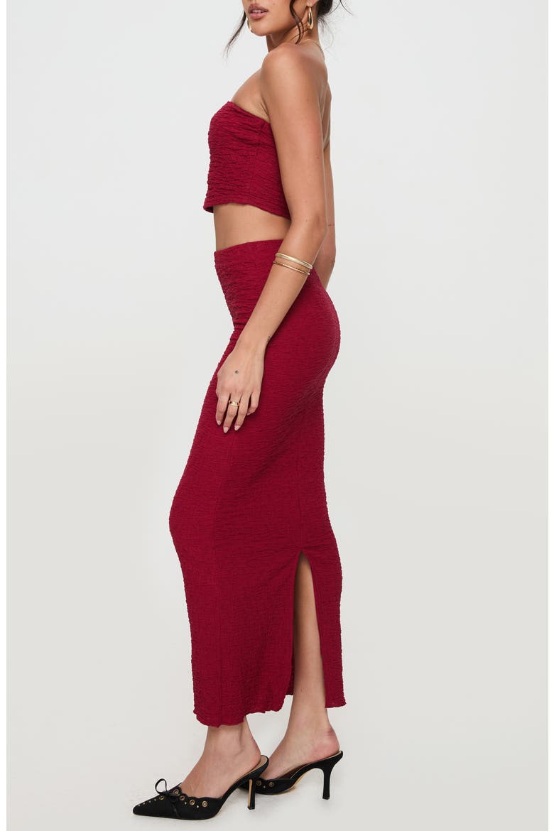 Martha Strapless Top & Maxi Skirt Set, Alternate, color, BURGUNDY