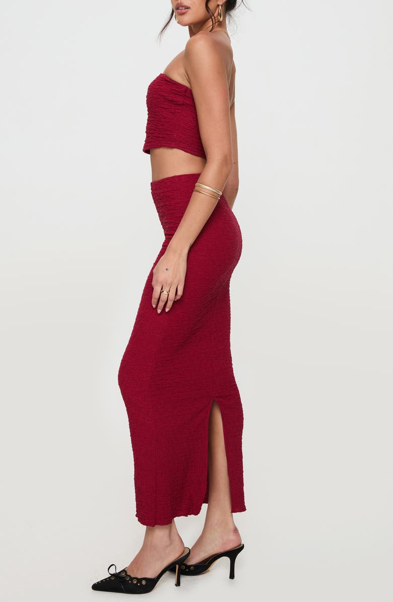 Princess Polly Martha Strapless Top & Maxi Skirt Set, Alternate, color, Burgundy