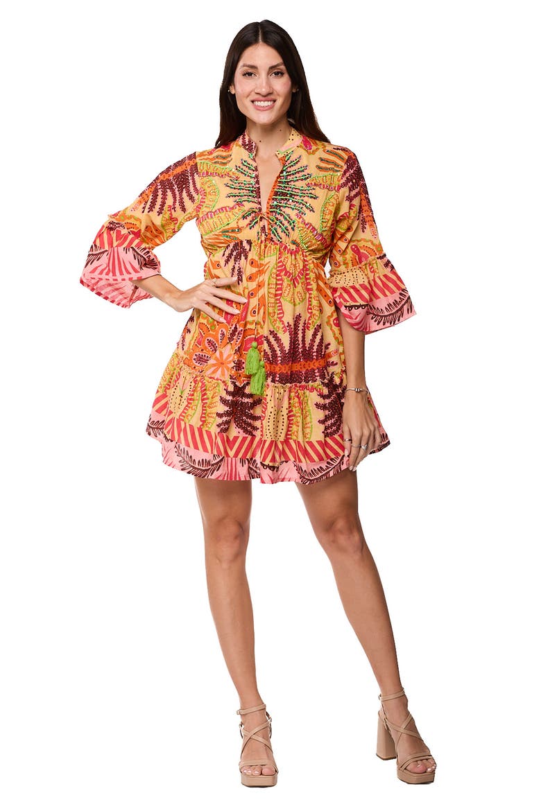 Ruffle Cuff Fit & Flare Dress, Alternate, color, ORANGE