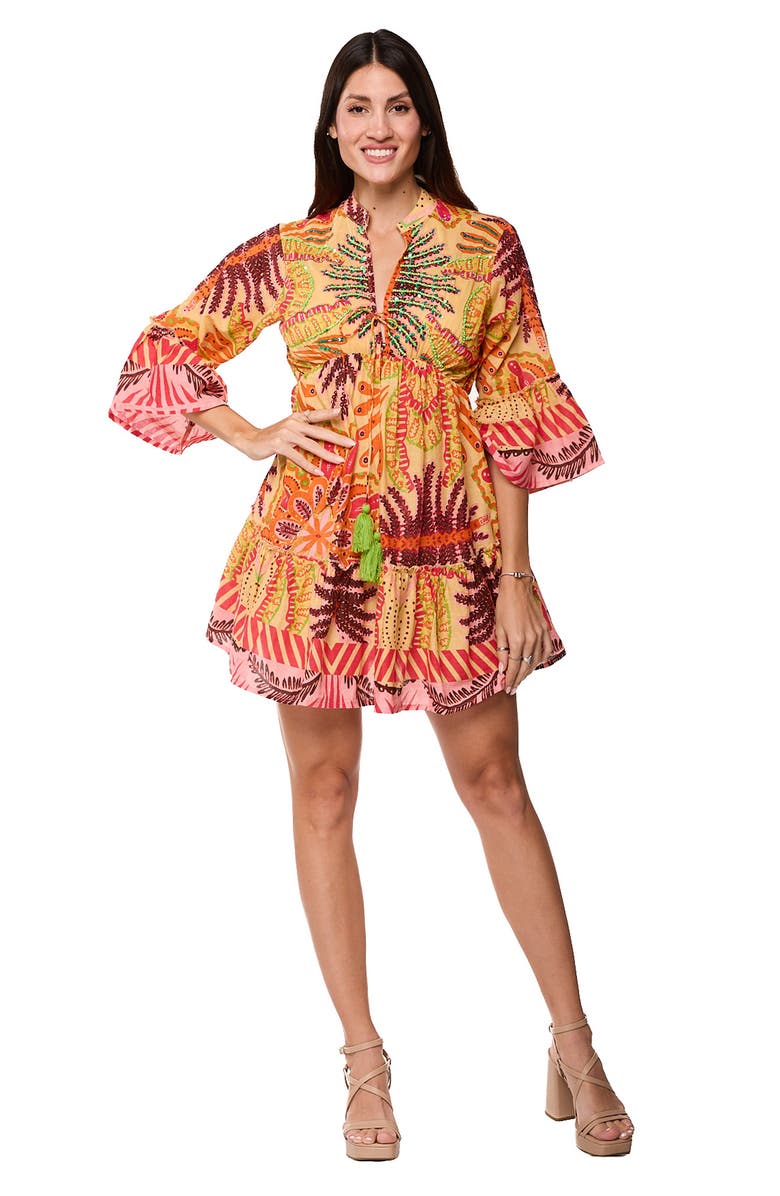 RANEES Ruffle Cuff Fit & Flare Dress, Alternate, color, Orange