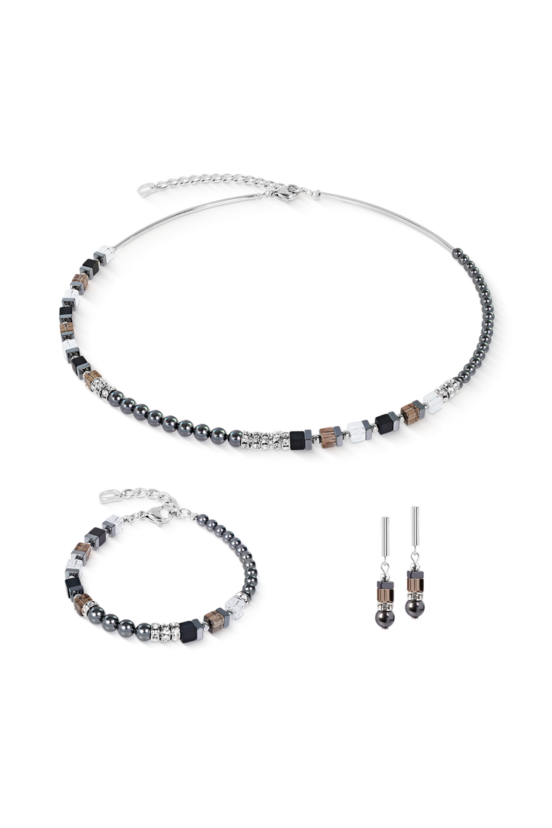 Necklace Precious Fusion Offset grey-silver, Alternate, color, Grey-Silver