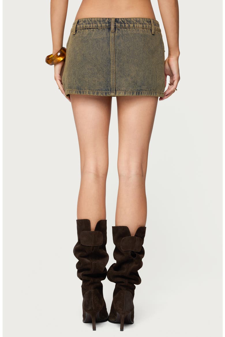 Camelia Denim Miniskort, Alternate, color, BROWN-WASHED