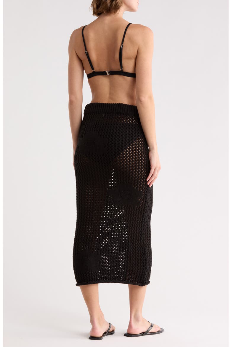 Floral Crochet Midi Skirt, Alternate, color, BLACK