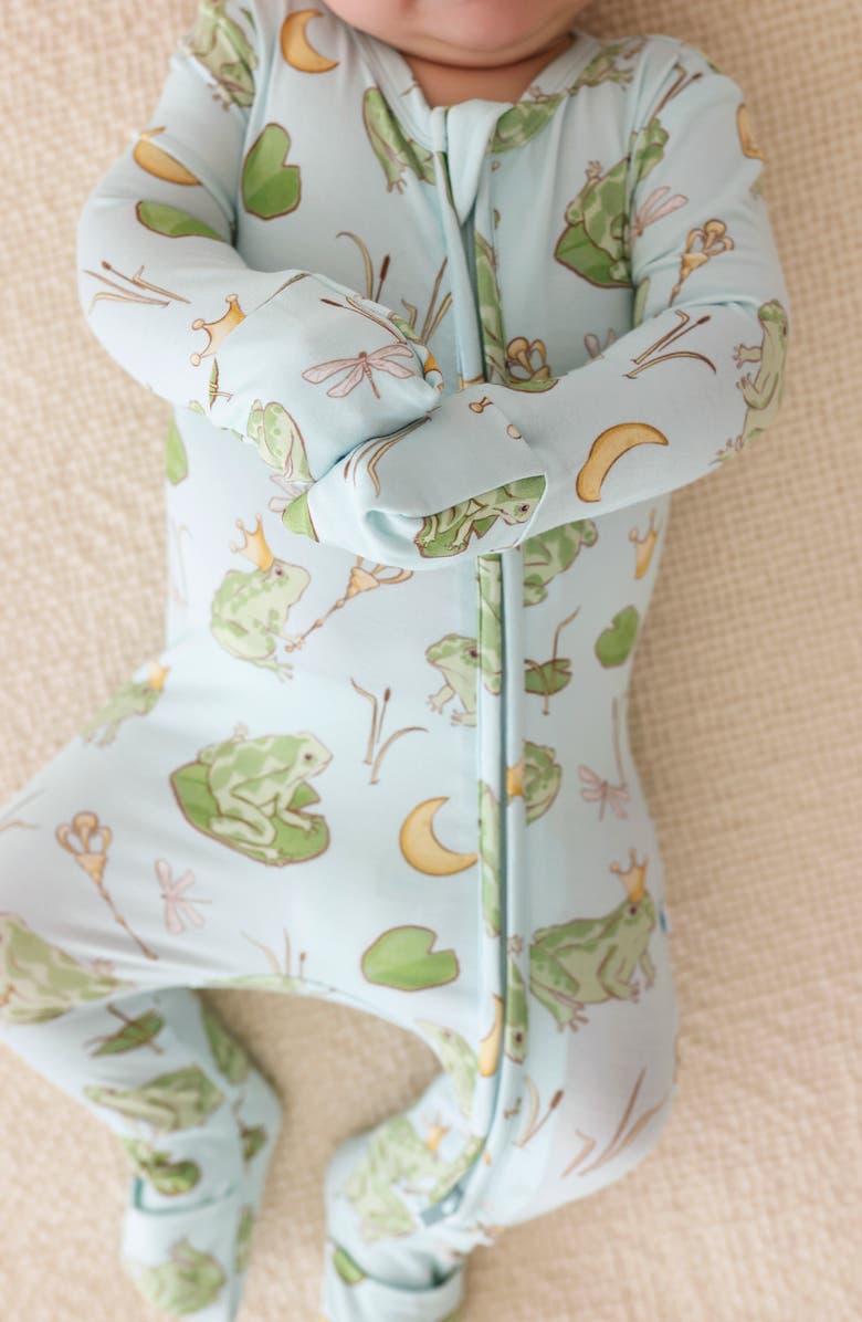 Posh Peanut Frog Prince Print Covertible Zip-Up Footie, Alternate, color, Light/ Pastel Green