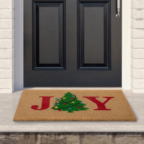 Northlight Natural Coir "joy" Christmas Tree Doormat 18" X 30" In Brown