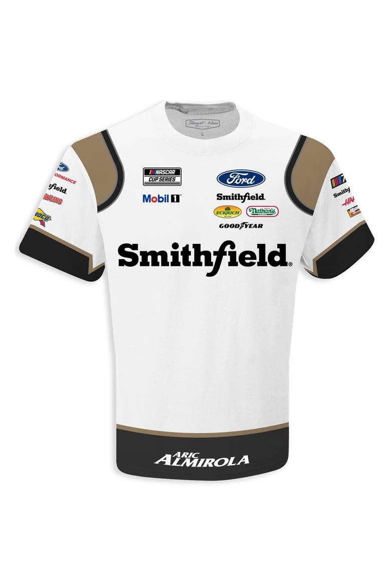 Men's Stewart-Haas Racing Team Collection White Aric Almirola Smithfield Sublimated Team Uniform T-Shirt, Alternate, color, White