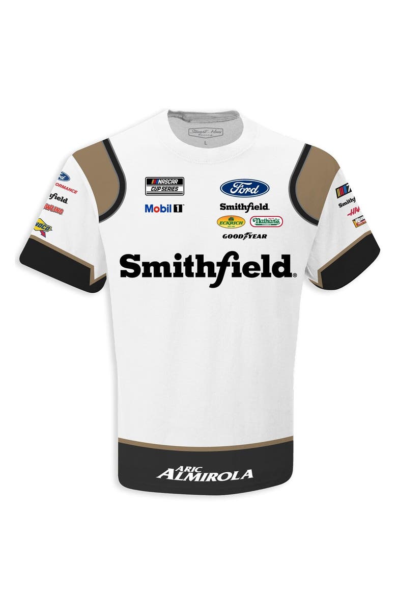 STEWART-HAAS RACING Men's Stewart-Haas Racing Team Collection White Aric Almirola Smithfield Sublimated Team Uniform T-Shirt, Alternate, color, White