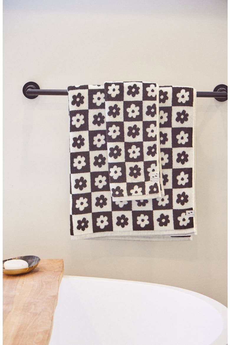 Gigi Floral Cotton Hand Towel, Alternate, color, BLACK
