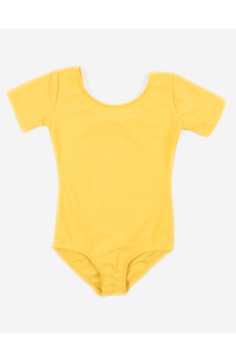 Leveret Girls Short Sleeve Leotard, Main, color, Yellow