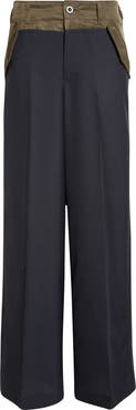 Sacai Suiting Mixed Media Straight Leg Pants