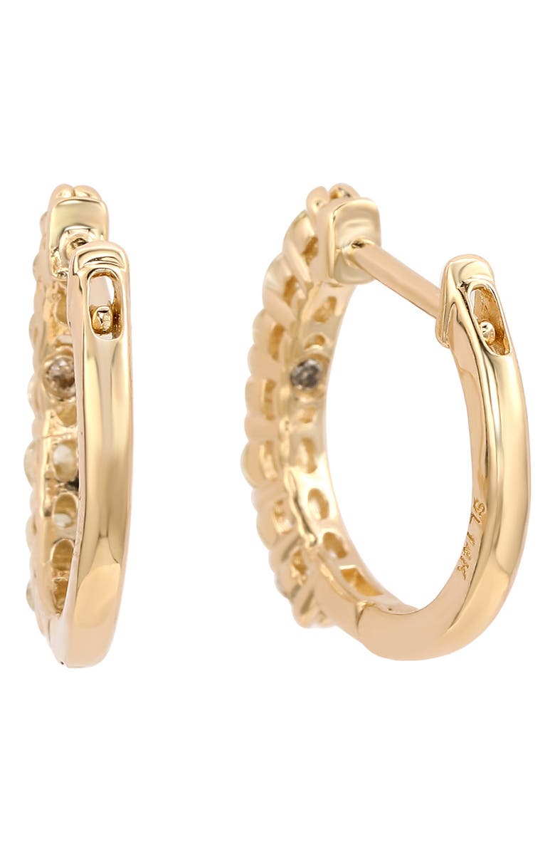SUZY LEVIAN 14K Yellow Gold Diamond Huggie Hoop Earrings, Alternate, color, 