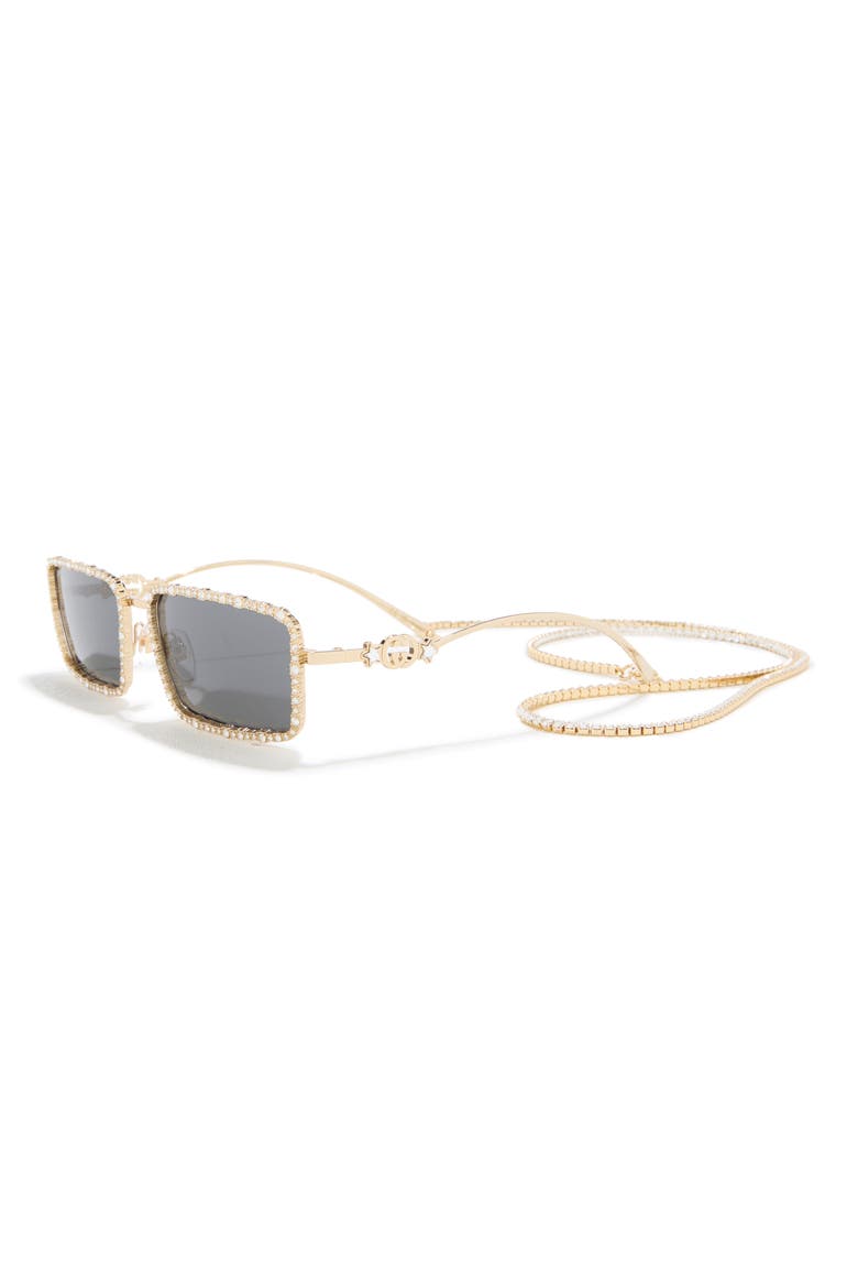 58mm Rectangular Sunglasses, Alternate, color, GOLD GOLD GREY