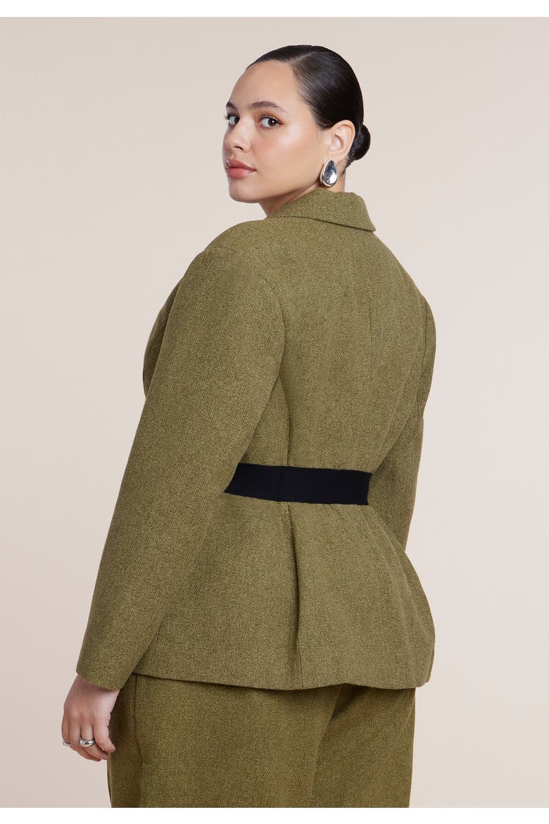 Cinched Elastic Waist Blazer, Alternate, color, AVOCADO