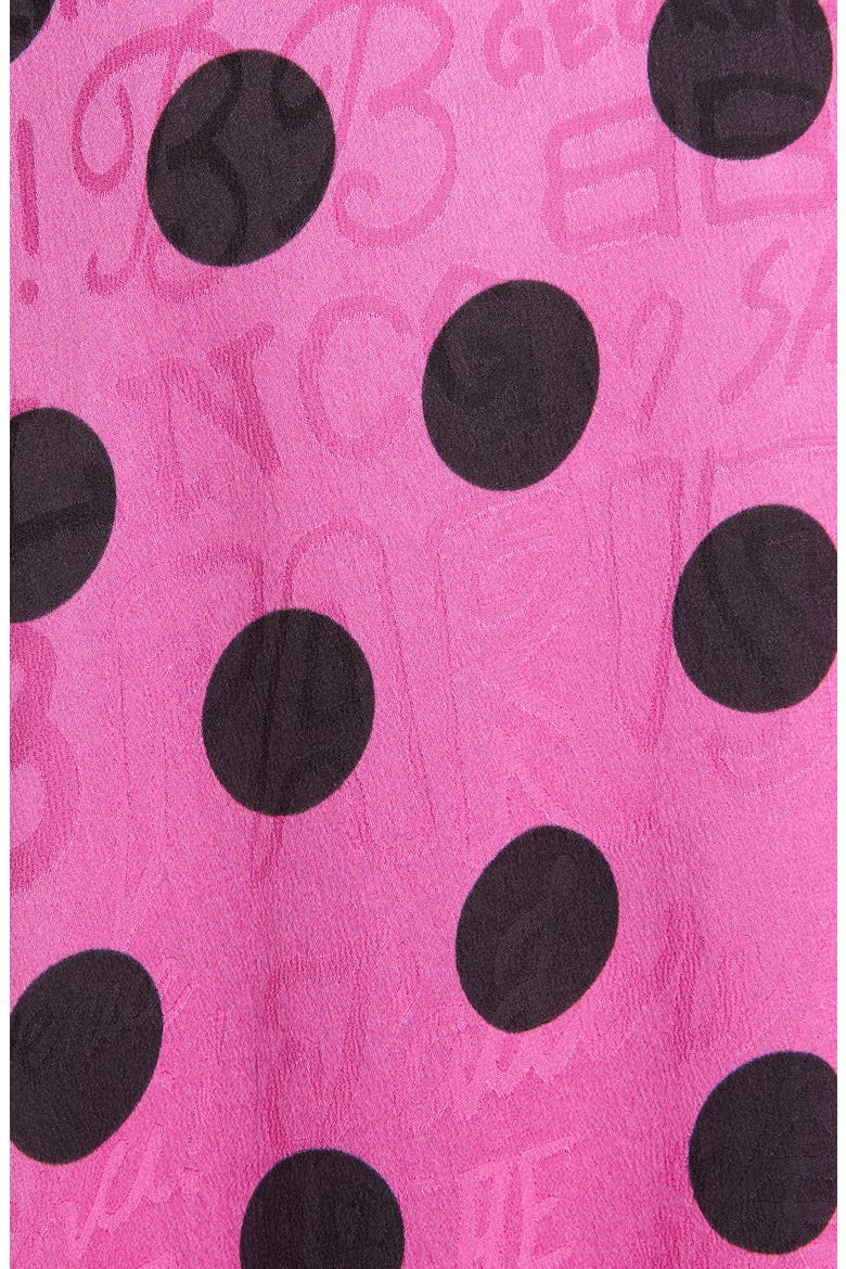 Polka Dot Jacquard Silk Oversize Midi Dress, Alternate, color, PINK/ BLACK