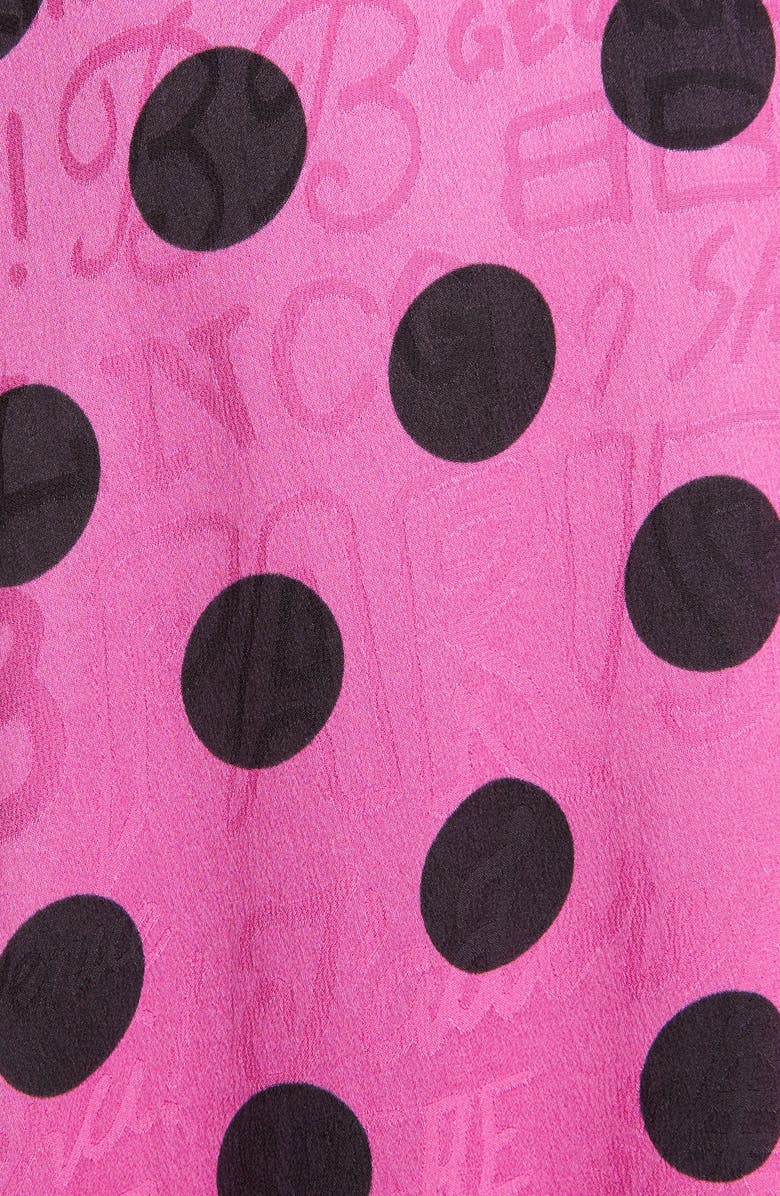 Balenciaga Polka Dot Jacquard Silk Oversize Midi Dress, Alternate, color, 