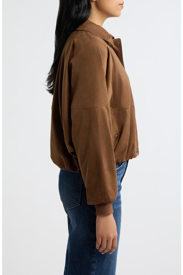 Snap Front Faux Suede Jacket, Alternate, color, CAMEL