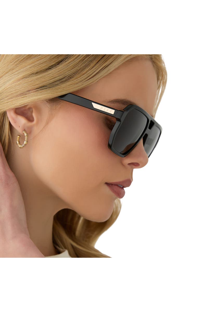 DIFF Cameron 57mm Polarized Navigator Sunglasses, Alternate, color, Black / Grey