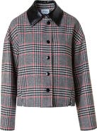 Akris punto Glen Plaid Wool Jacket with Faux Leather Collar