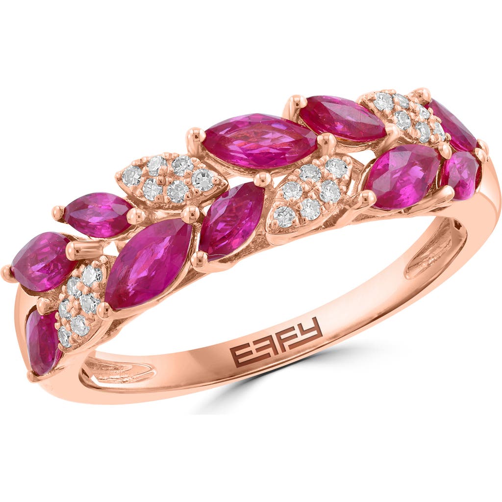 Effy 14k Gold Diamond & Ruby Marquis Pavé Ring In Red
