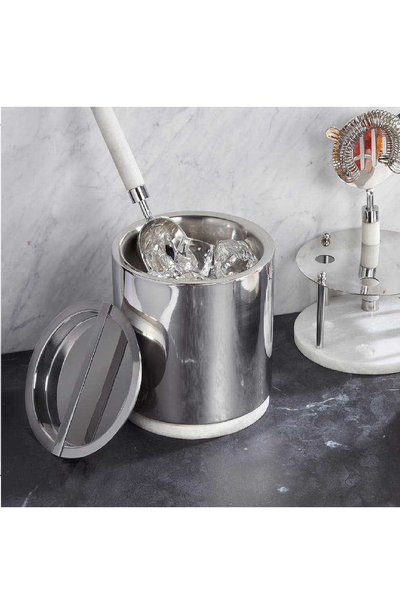 ROSELLI TRADING COMPANY Roman Stainless Steel & Marble Bar Ice Bucket, Alternate, color, Silver