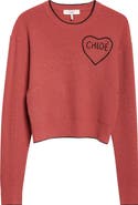 Chloé Embroidered Logo Crop Wool 
Cashmere Sweater