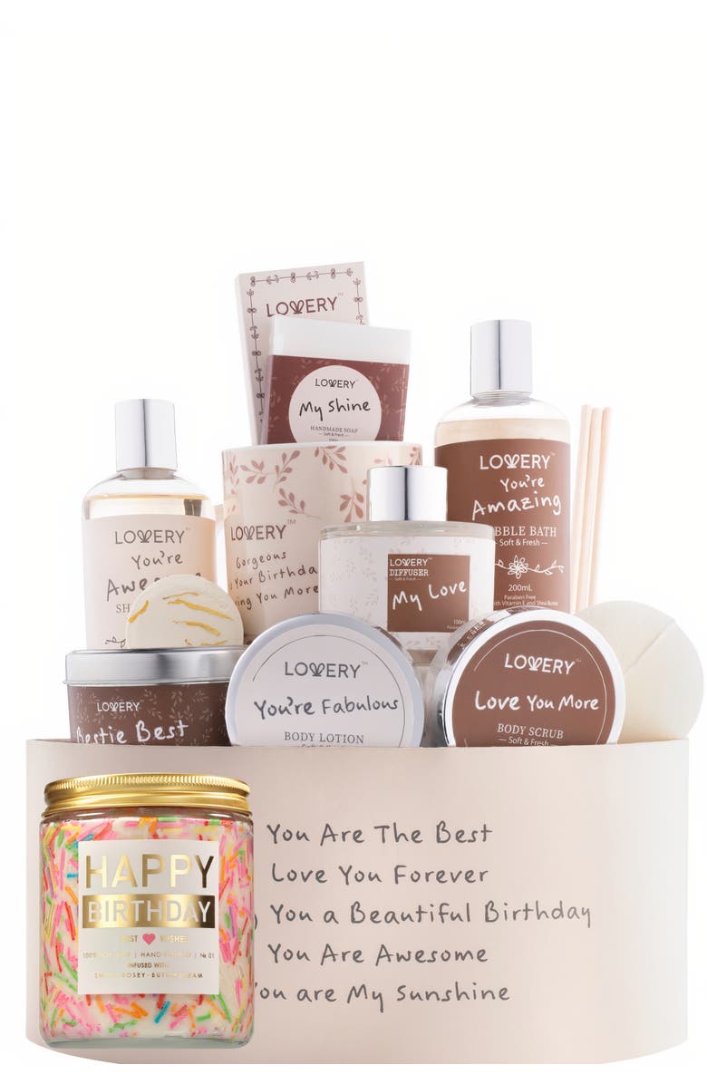 Lovery Happy Birthday Gift Set with Bath Essentials and Scented Candle, Main, color, NO COLOR