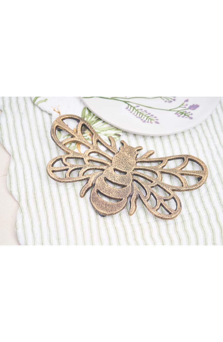 Gallerie II Bee Metal Serving Kitchen Trivet 4.65" x 7.87", Alternate, color, Gold