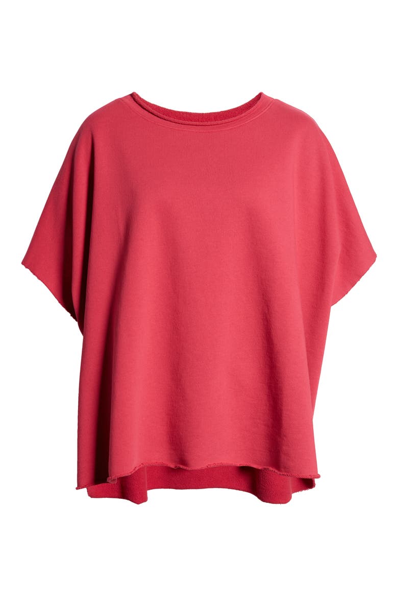 Cotton French Terry Capelet, Alternate, color, ROUGE