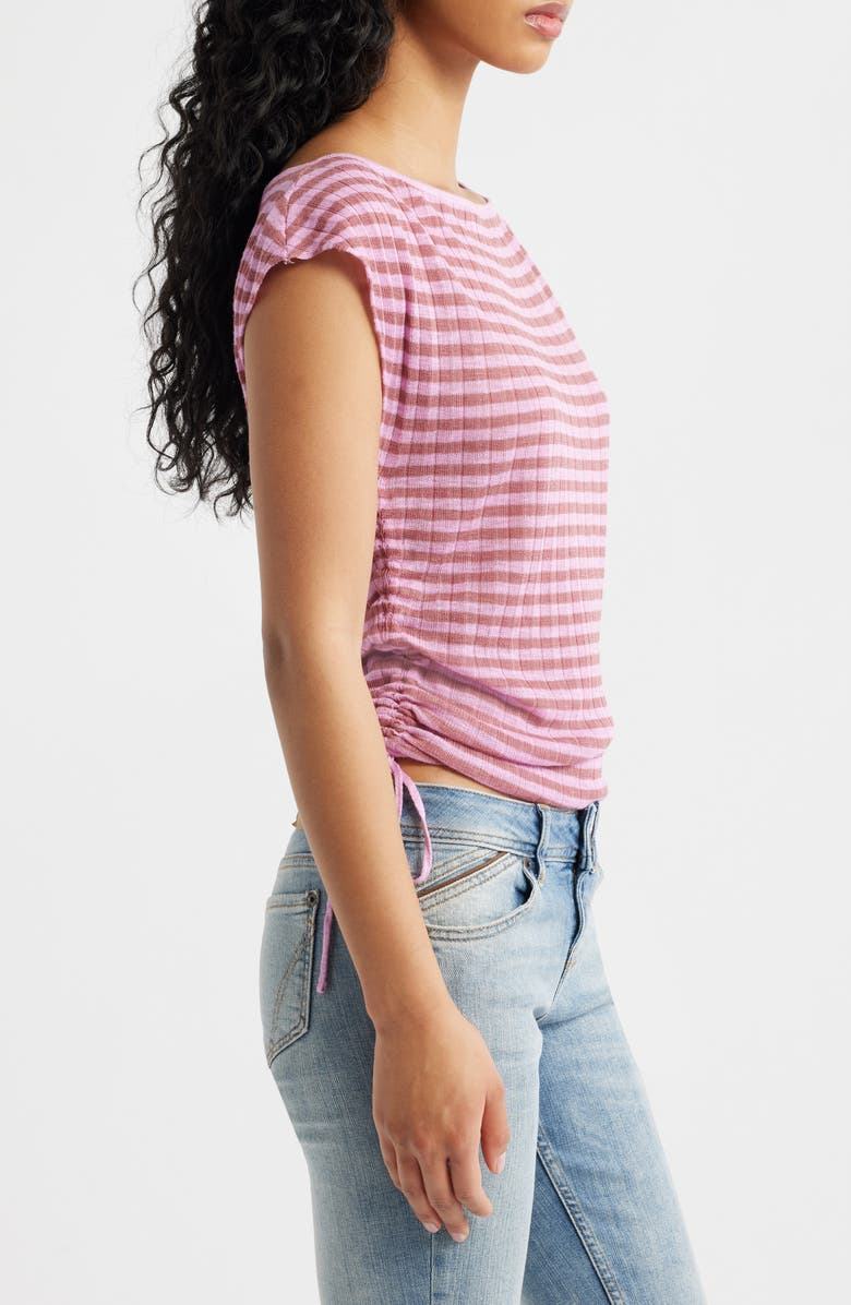 BDG Urban Outfitters Bailey Striped Ruched Top, Alternate, color, Pink Stripe