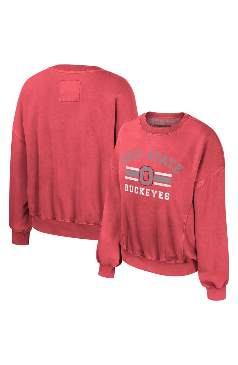 COLOSSEUM Women's Colosseum Scarlet Ohio State Buckeyes Audrey Washed Pullover Sweatshirt, Main, color, Scarlet