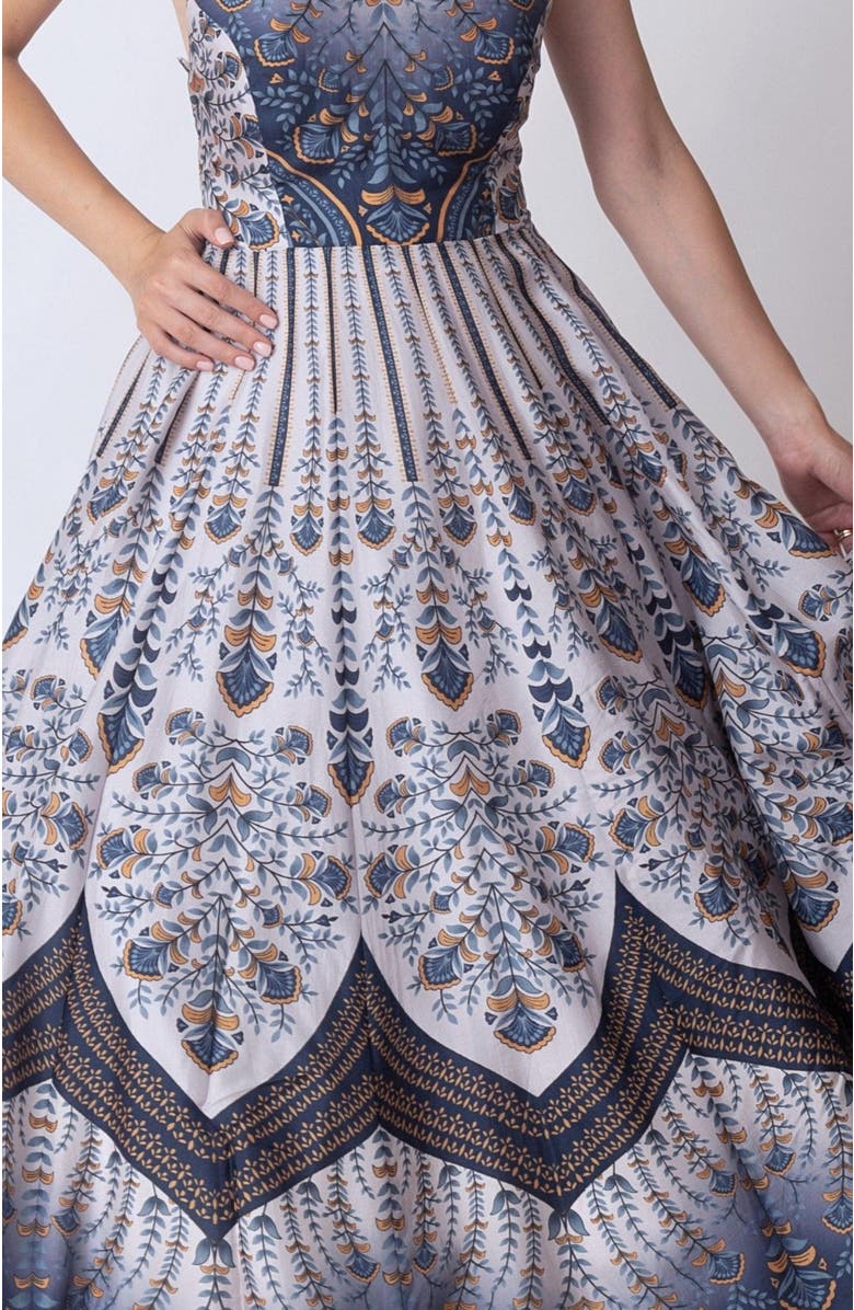 RAAS Ruba Open Back Printed Long Dress, Alternate, color, Blue