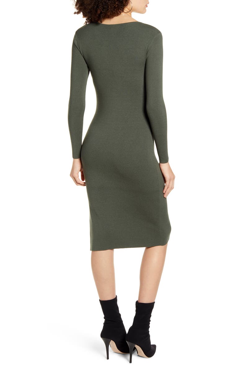 Leith Twist Front Long Sleeve Sweater Dress, Alternate, color, 