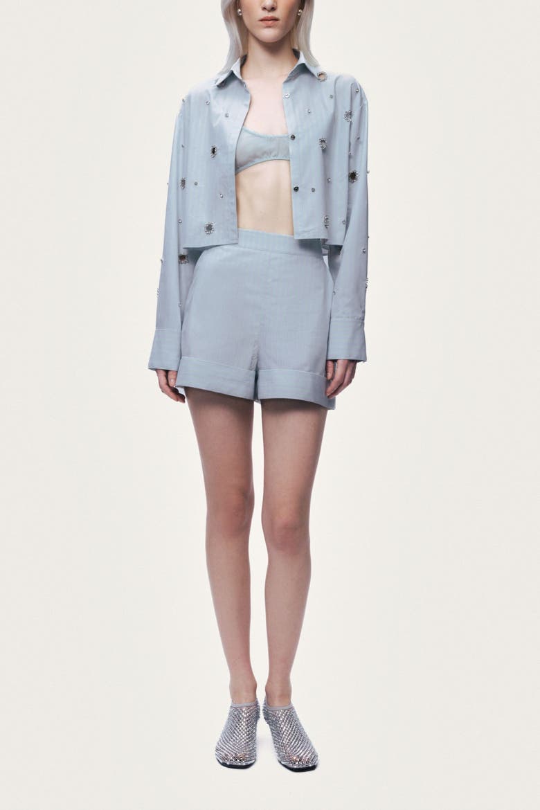 High Waist Mini Shorts, Alternate, color, Mint Green
