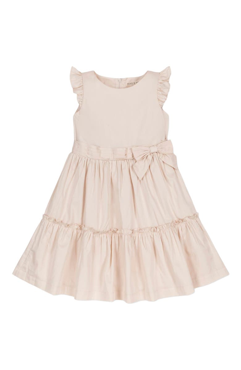 Hope & Henry Girls' Organic Tiered Sateen Party Dress, Toddler, Alternate, color, Ecru Sateen