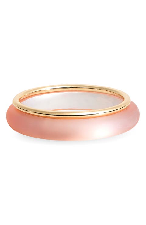 Set of 2 Metal & Frosted Resin Bangle Bracelets