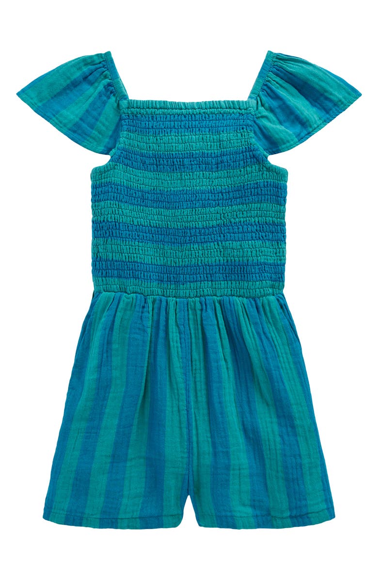 Mini Boden Kids' Double Cloth Romper, Main, color, Aurora Blue Stripe