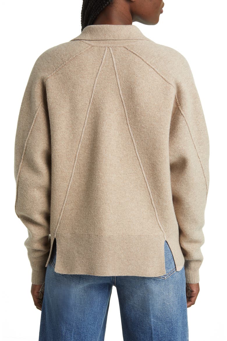 Bridget Wool Blend Polo Sweater, Alternate, color, OATMEAL
