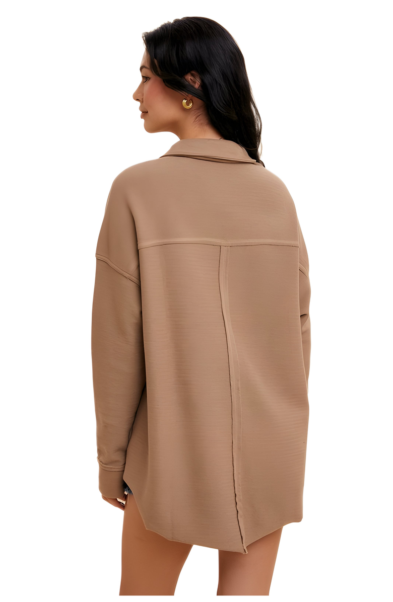 Knit and Lounge Casual Utility-Style Button-Up Tunic Shirt with Patch Pockets, Alternate, color, 