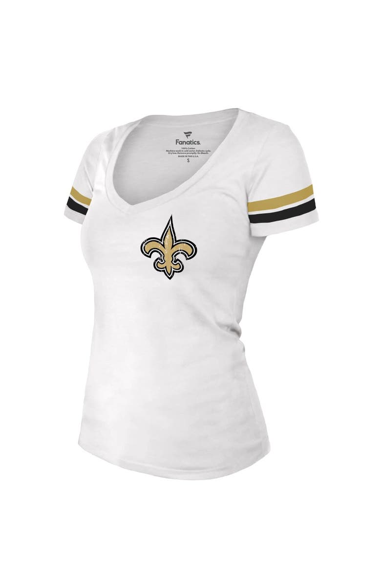 Majestic Threads Women's Fanatics Branded Michael Thomas White New Orleans Saints Fashion Player Name & Number V-Neck T-Shirt, Alternate, color, 
