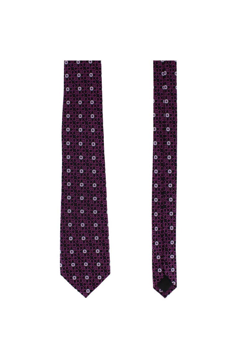 Basil Bubble Floral Business Novelty Silk Necktie, Alternate, color, Purple