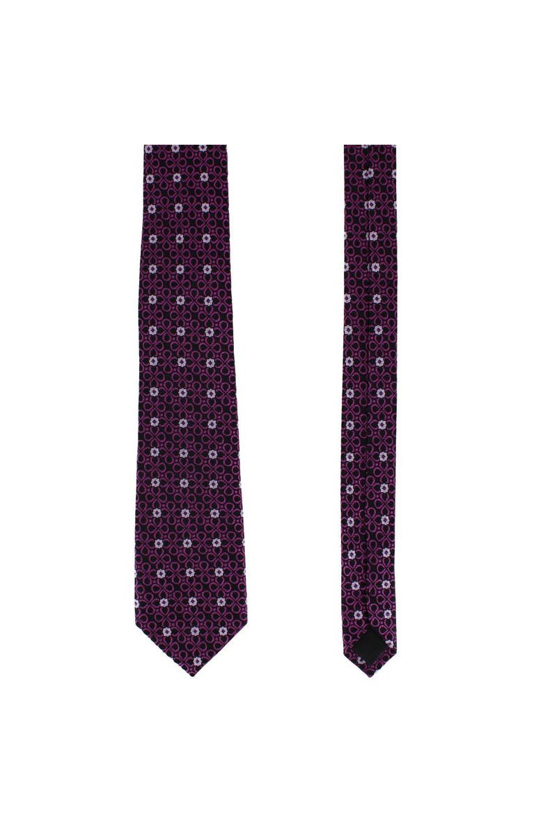 Trafalgar Basil Bubble Floral Business Novelty Silk Necktie, Alternate, color, Purple