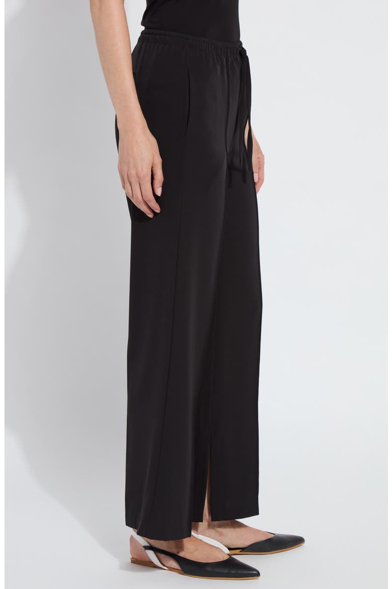 Genevieve Drawstring Inside Slit Pants, Alternate, color, BLACK